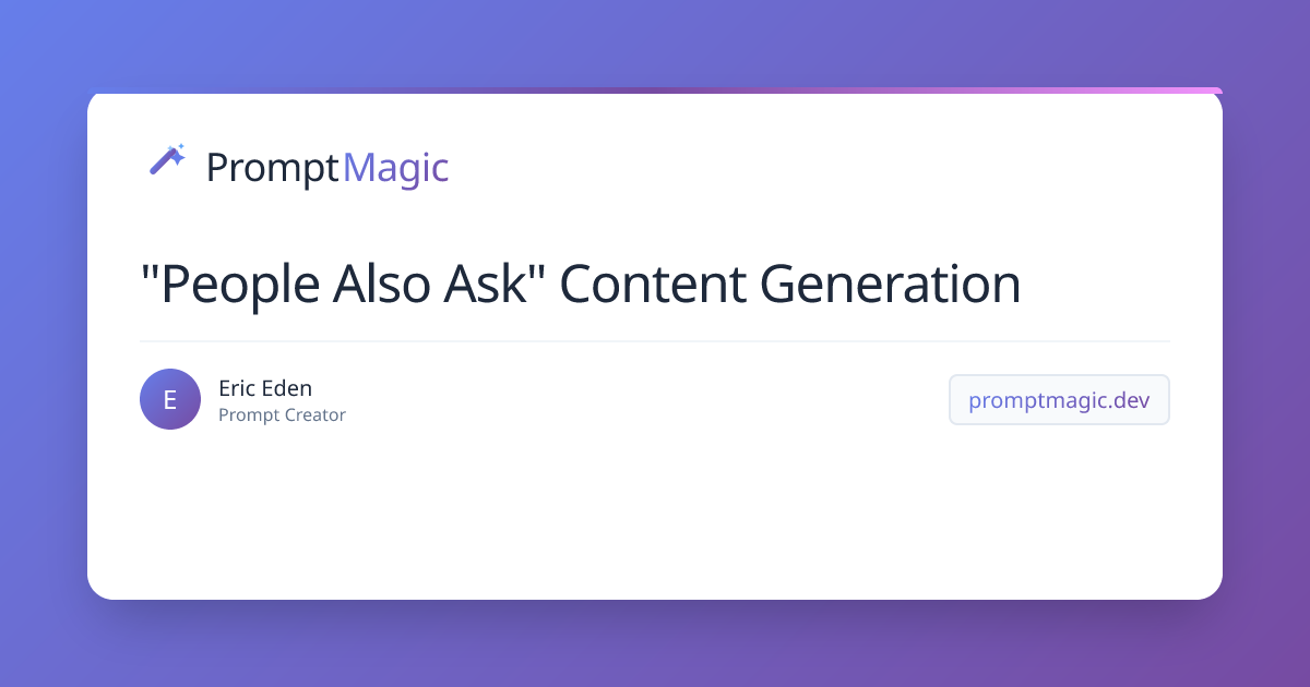 "People Also Ask" Content Generation