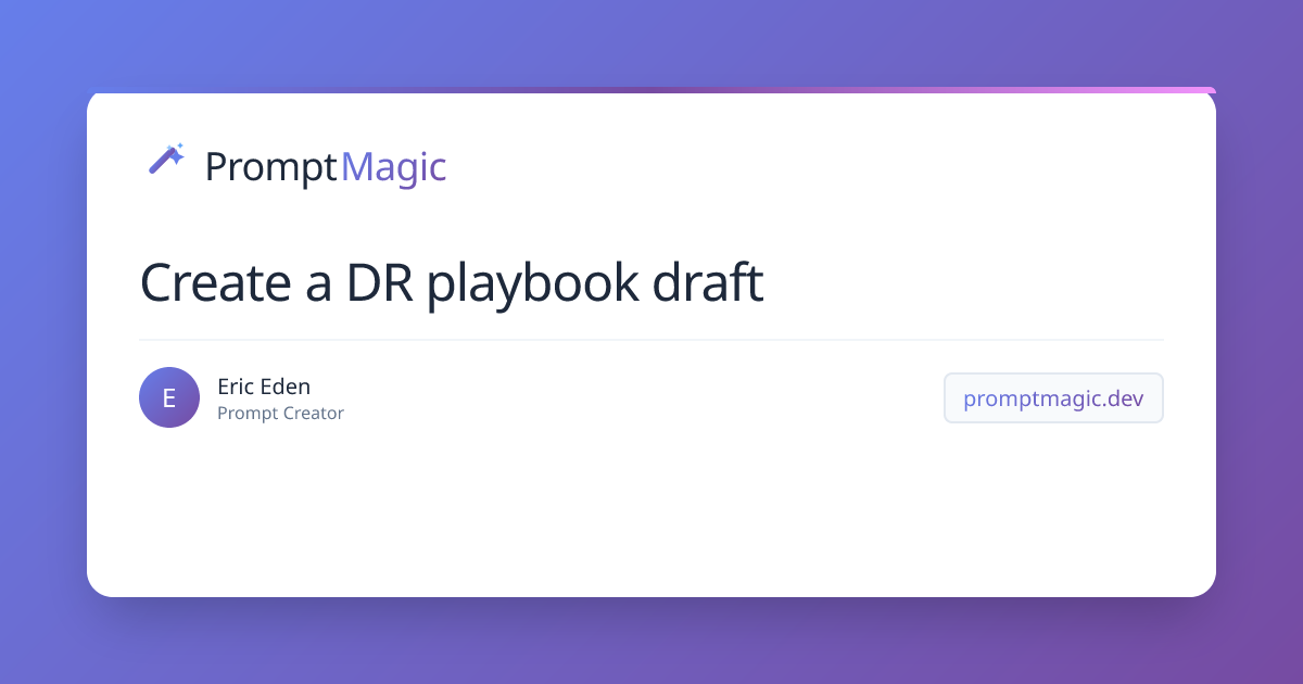 Create a DR playbook draft