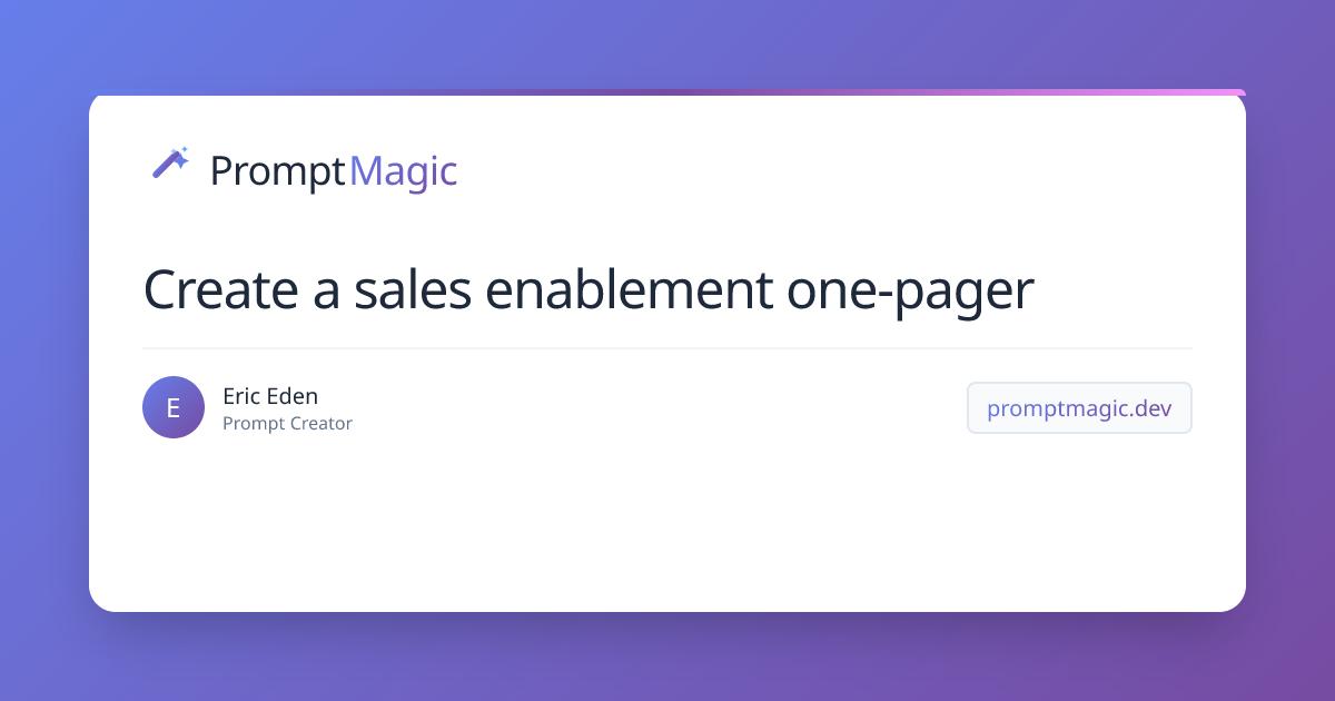 Create a sales enablement one-pager