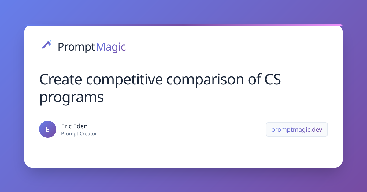 Create competitive comparison of CS programs
