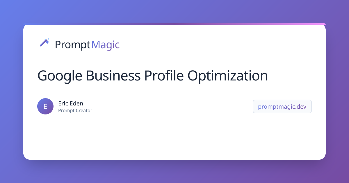 Google Business Profile Optimization