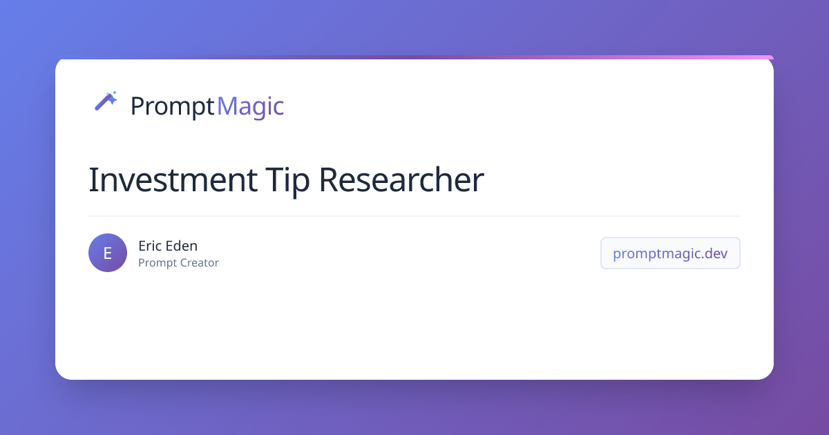 Investment Tip Researcher