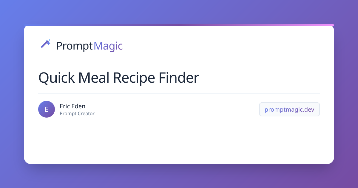 Quick Meal Recipe Finder